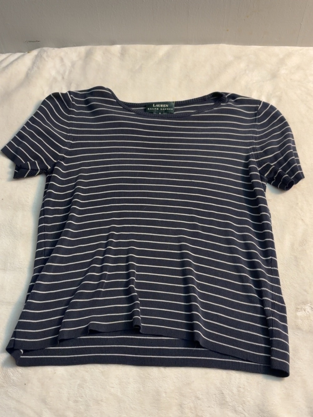 Ralph Lauren Navy with White Stripe Short Sleeve Tee